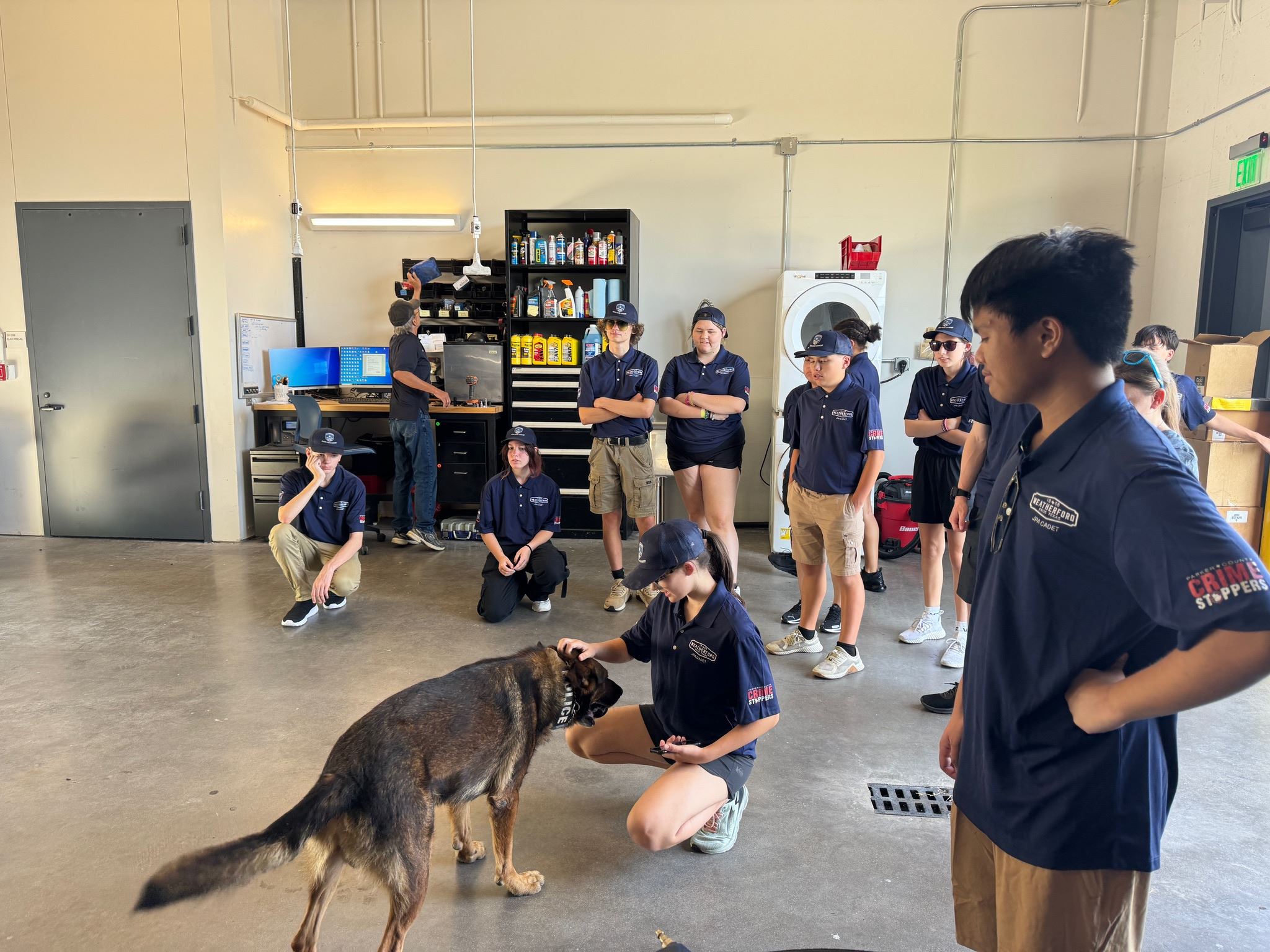 Junior Police Academy students with K9 Jack